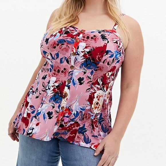 Torrid NWT Pink Floral Fit & Flare Tank 2x - Picture 2 of 7